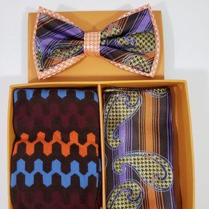 Bow Tie Hanky Socks Box Set by R Lewis RGB1 Orange